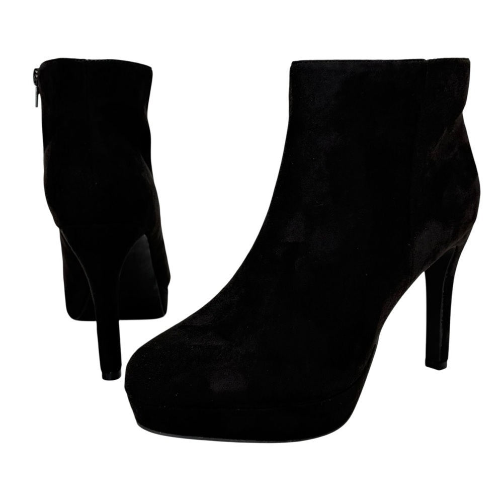 BCBGeneration Jeanne Black Microsuede Womens Heel Ankle Boots Size 11M - Picture 7 of 11